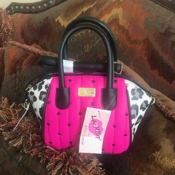 Betsey Johnson Handbags - Betsey Johnson Hot Pink Heart Crossbody